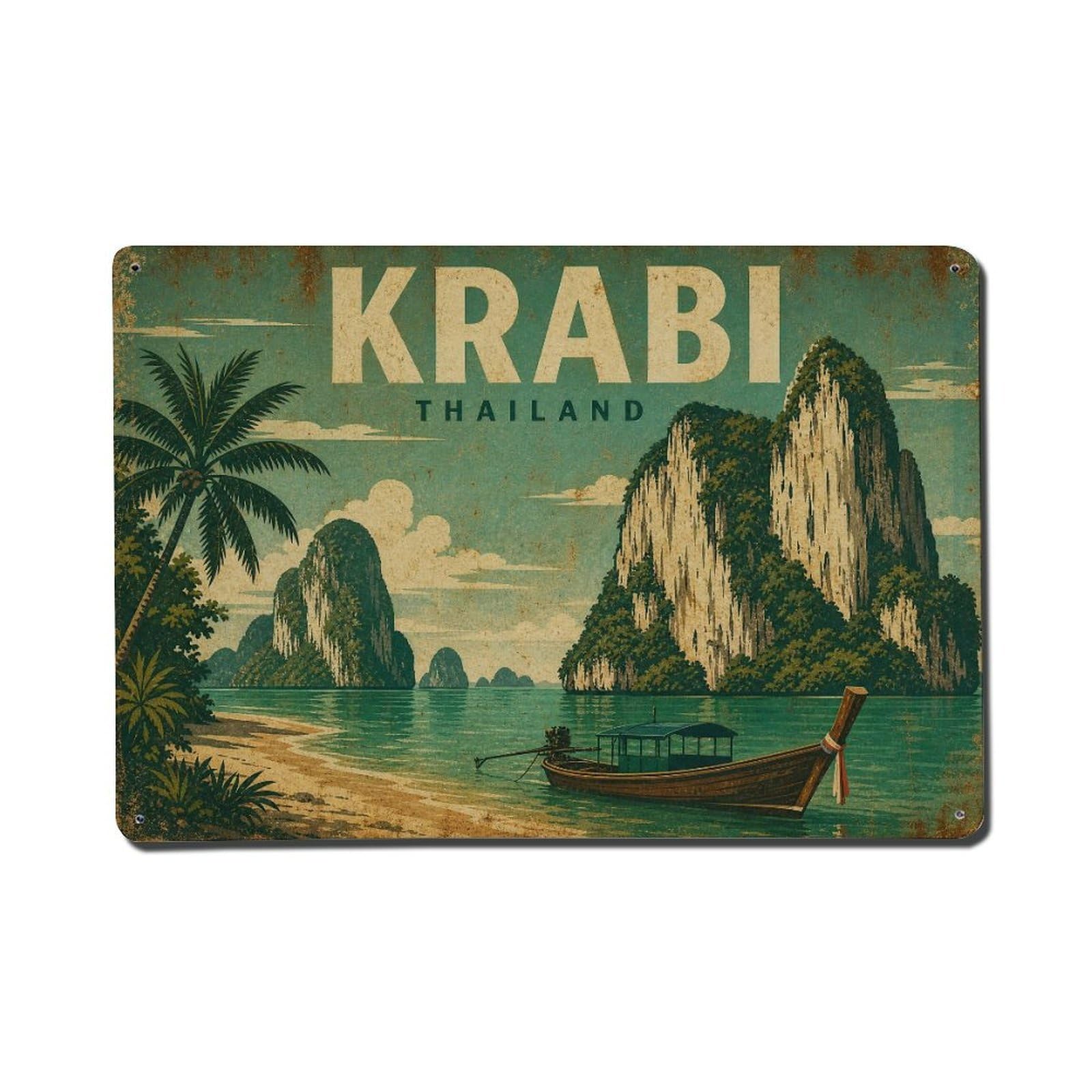 Metal Tin Sign Retro Travel Thailand Krabi