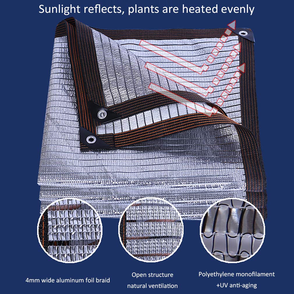 85% Aluminiumfolien Schattennetz,Anti-Aging Wärmedämmung Schattierungsnetz,Atmungsaktives Sichtschutznetz,für Gartengewächshaus Sonnenraum Balkon Dach Sicherheitsfenster (1x3m/3.3x9.8ft)