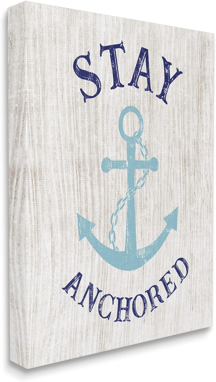 Stupell Industries Stay Anchored Rustic Nautical Beach Typography Canvas Wall Art, Design By CAD Designs