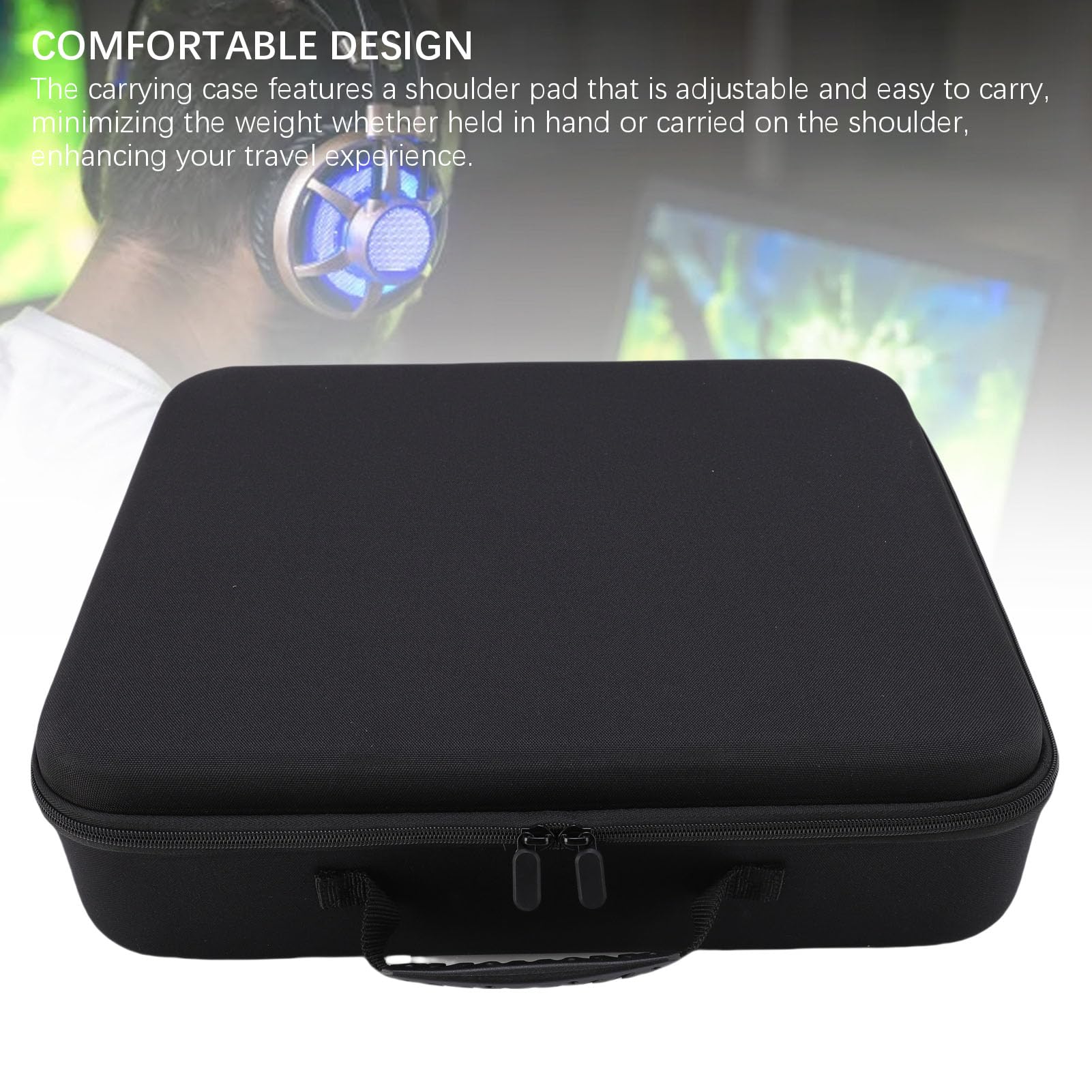 Cryfokt Bolsa de Almacenamiento para Consola de Juegos de Carcasa Dura, Resistente Al Agua, a Prueba de Golpes, con Correa para el Hombro para Accesorios de Controladores Duales, Estuche de (Black)