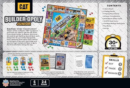 Miniatura 3 de MasterPieces Juegos de mesa para niños y familias - Caterpillar Builder Opoly Jr. - Juegos de mesa con licencia oficial para niños y familia