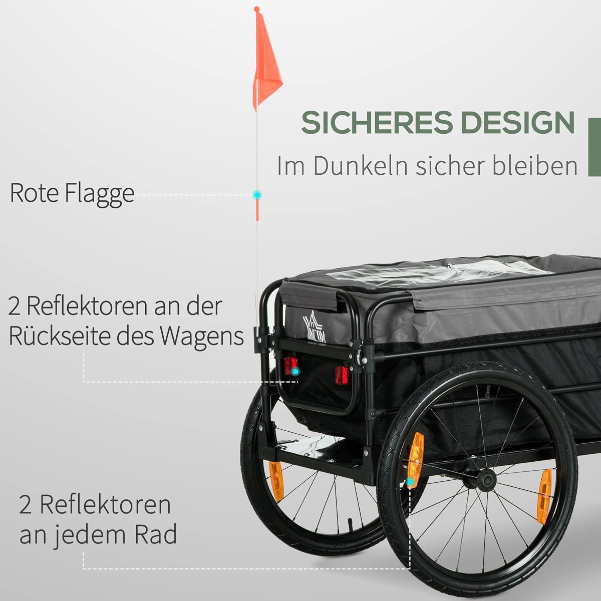 HOMCOM 2-w-1 przyczepa rowerowa przyczepa ładunkowa przyczepa transportowa do rowerów z 20-calowymi oponami pneumatycznymi 40 kg ładowność stal Oxford tkanina czarny+szary 130 x 64 x 64/103 cm