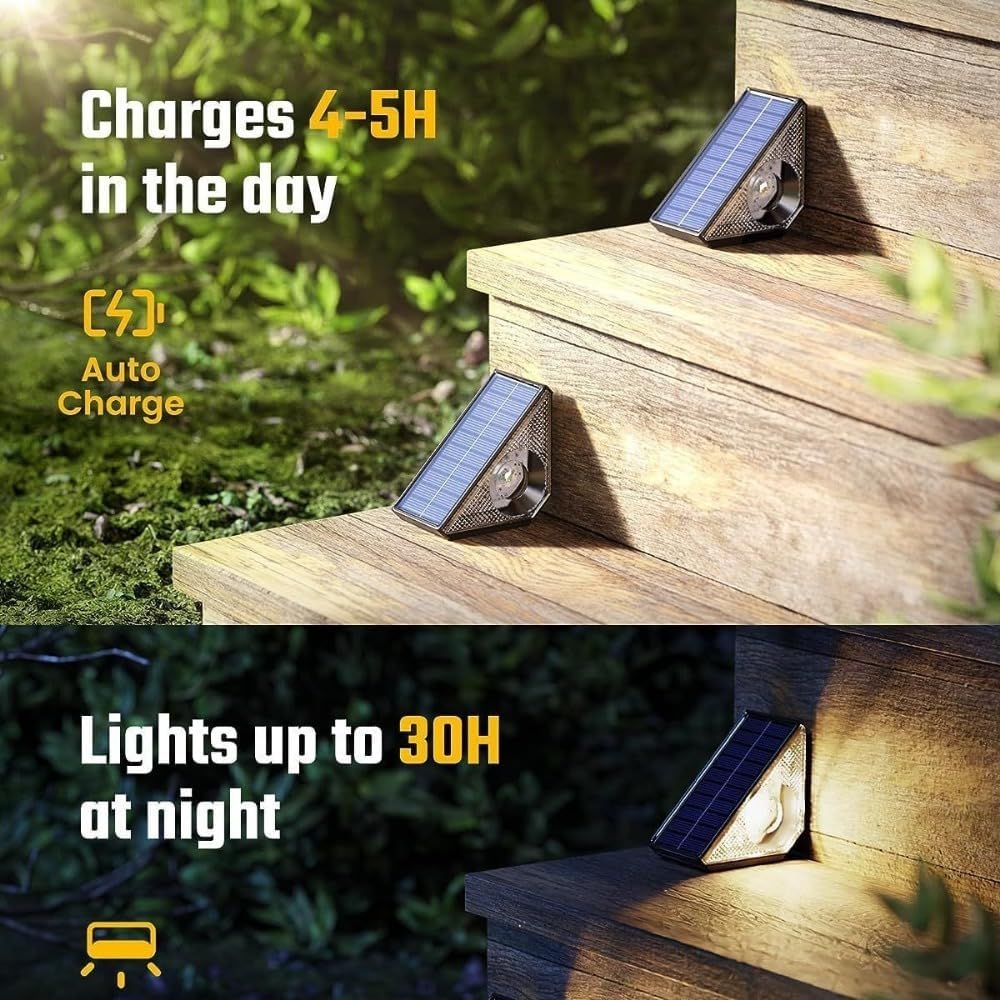 Solar Step Lights Outdoor, Multicolor fixed color multi-mode, 30H Runtime, IP67 Waterproof, LED Pathway Lights for Garden, Stairs, Deck, Patio
