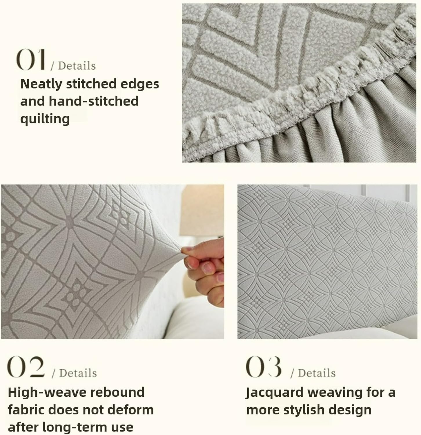 CAMZ Stretch Headboard Covers for Full Queen King Size, Jacquard Bed Headboard Slipcover Anti Slip Headboard Dustproof Protector Cover (Coffee-F,King:190-210cm/75-82'')