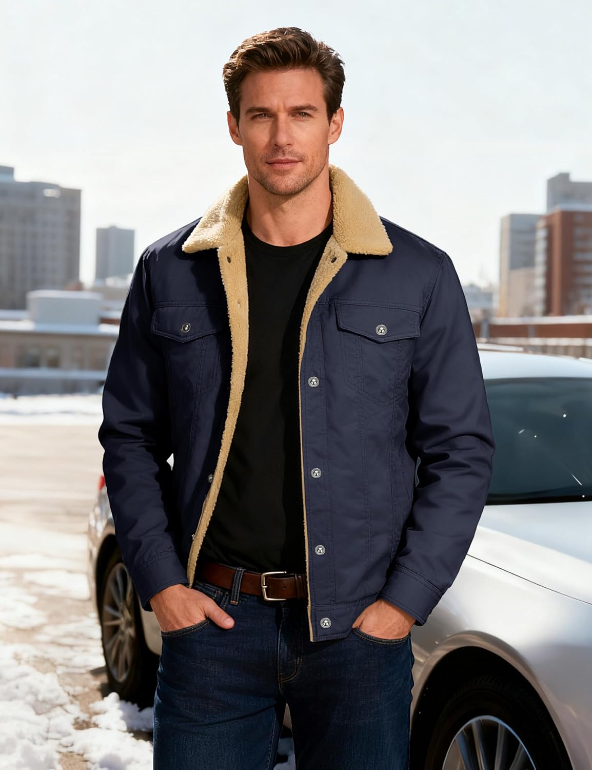 MAGCOMSEN Winter Jackets for Men Thick Thermal Fleece Lined Coats Warm Cotton Sherpa Jacket Work Cargo Multi Pockets - Image 2