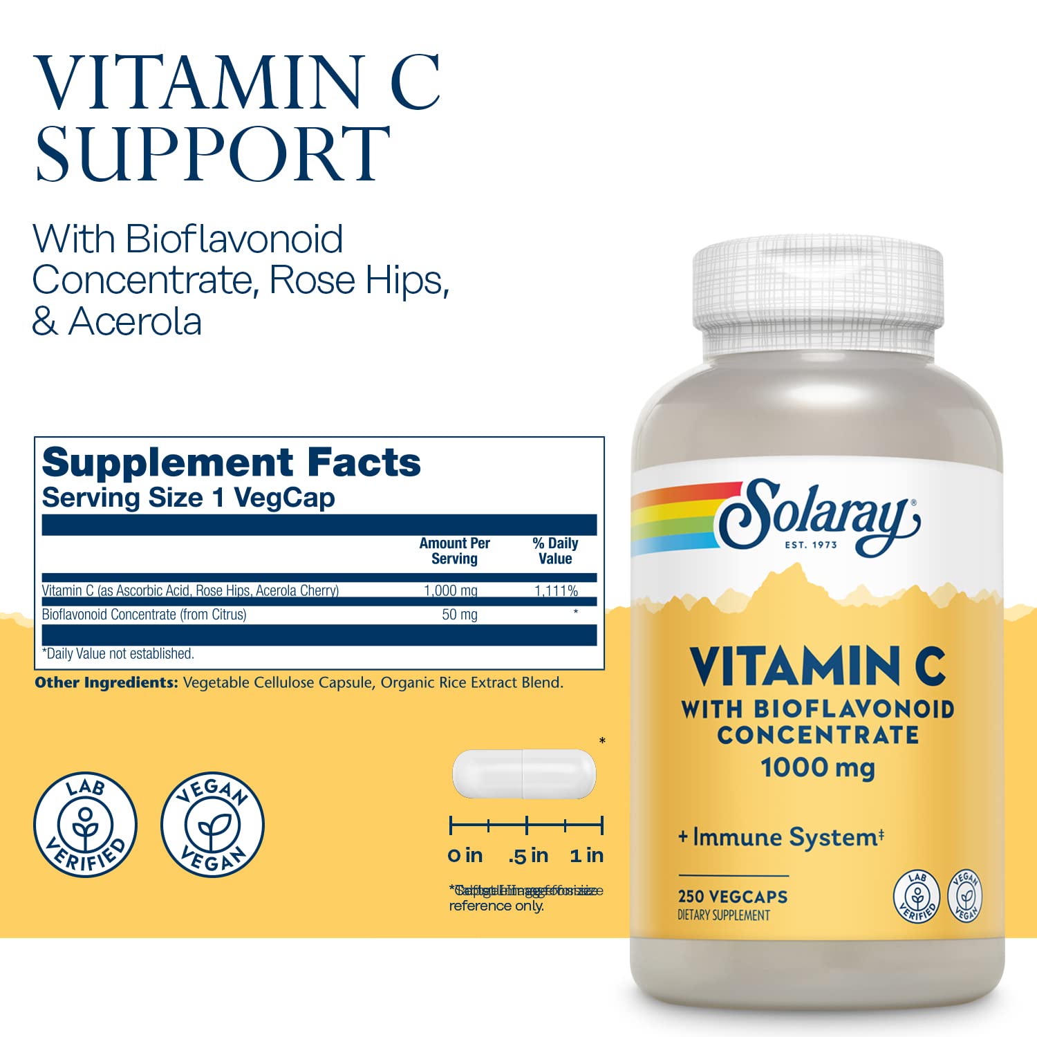 Solaray Vitamin C with Bioflavonoid Concentrate 1000mg, Healthy Immune