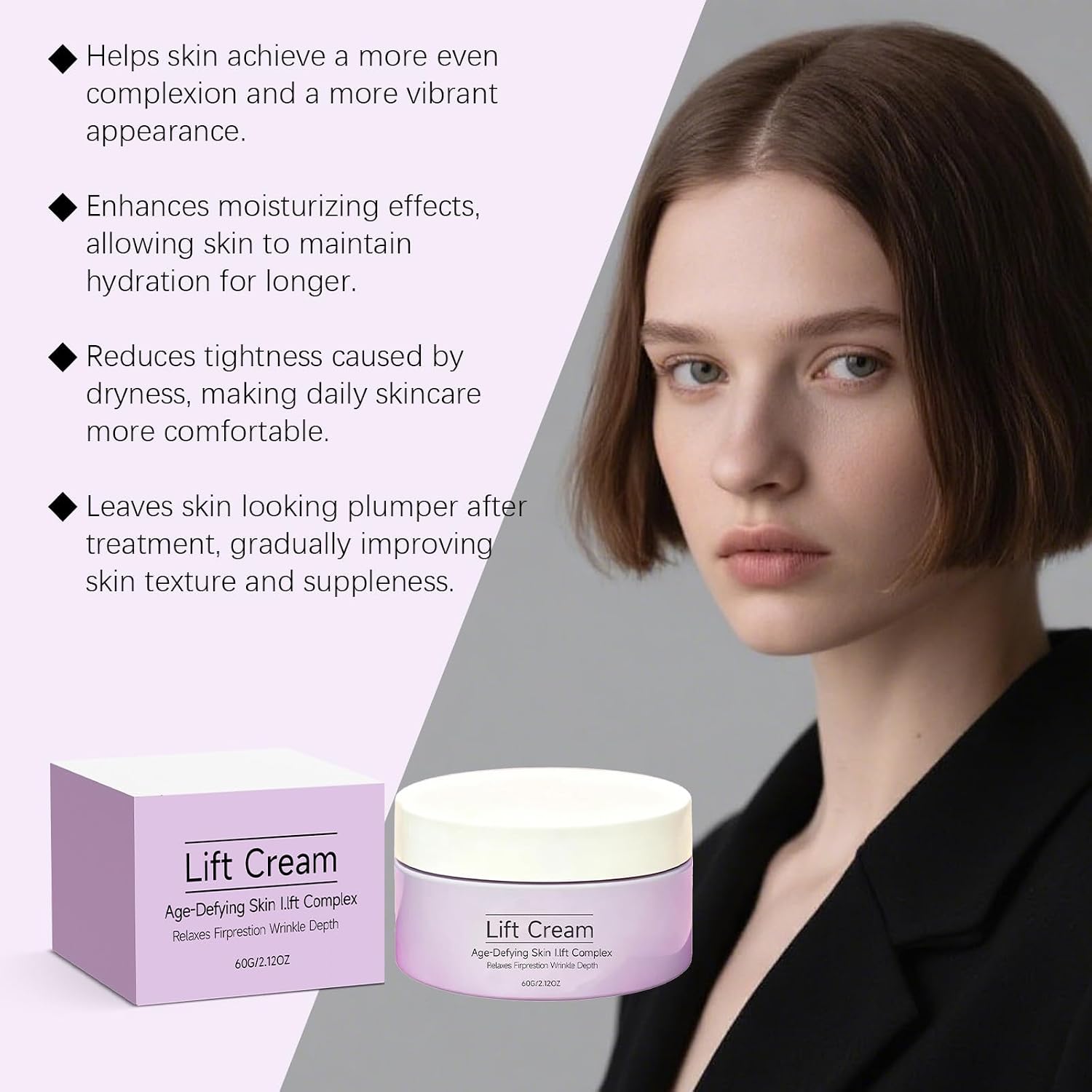 Wonder Lift Cream for Women, 2026 Upgrade Instant Lift Face Cream, Advanced Natural Anti-Wrinkle Firming Cream, Instant Tightening & Lifting for All Skin Types 60ml*2