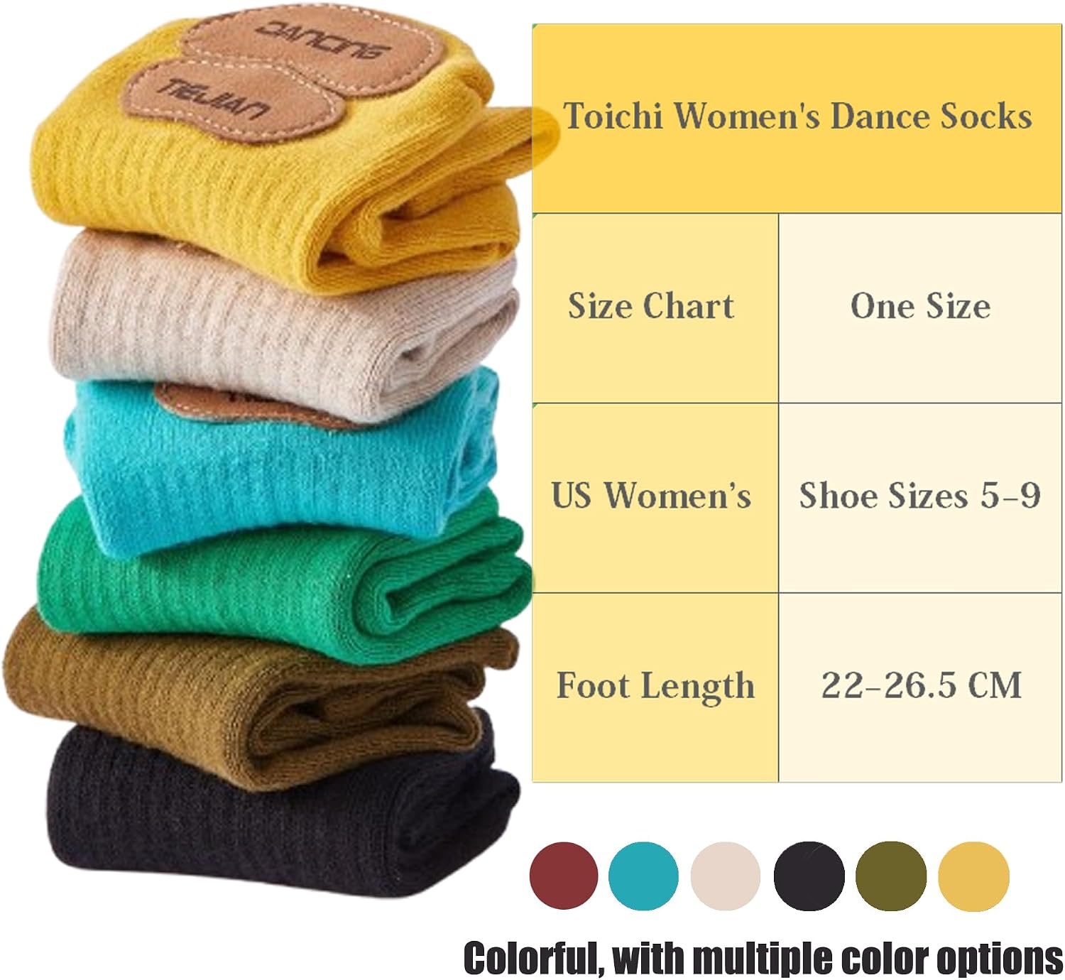 Toichi Women's Dance Socks – Non-Slip Grip Socks for Ballet, Modern & Classical Dance, Yoga & Indoor Training