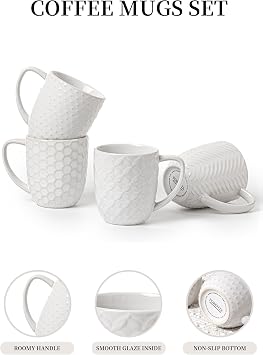 40-Piece Ceramic Dinnerware Set with Pasta Bowls & Mugs, Service for 8 Complete Dining Set for Entertaining, Scratch-Resistant & Long-Lasting