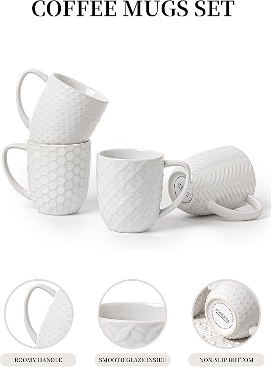 40-Piece Ceramic Dinnerware Set with Pasta Bowls & Mugs, Service for 8 Complete Dining Set for Entertaining, Scratch-Resistant & Long-Lasting