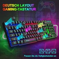 ZIYOU LANG QWERTZ Német Gamer Billentyűzet Egér Szett RGB LED Világítás 2400 DPI PC PS5 PS4 Xbox 2