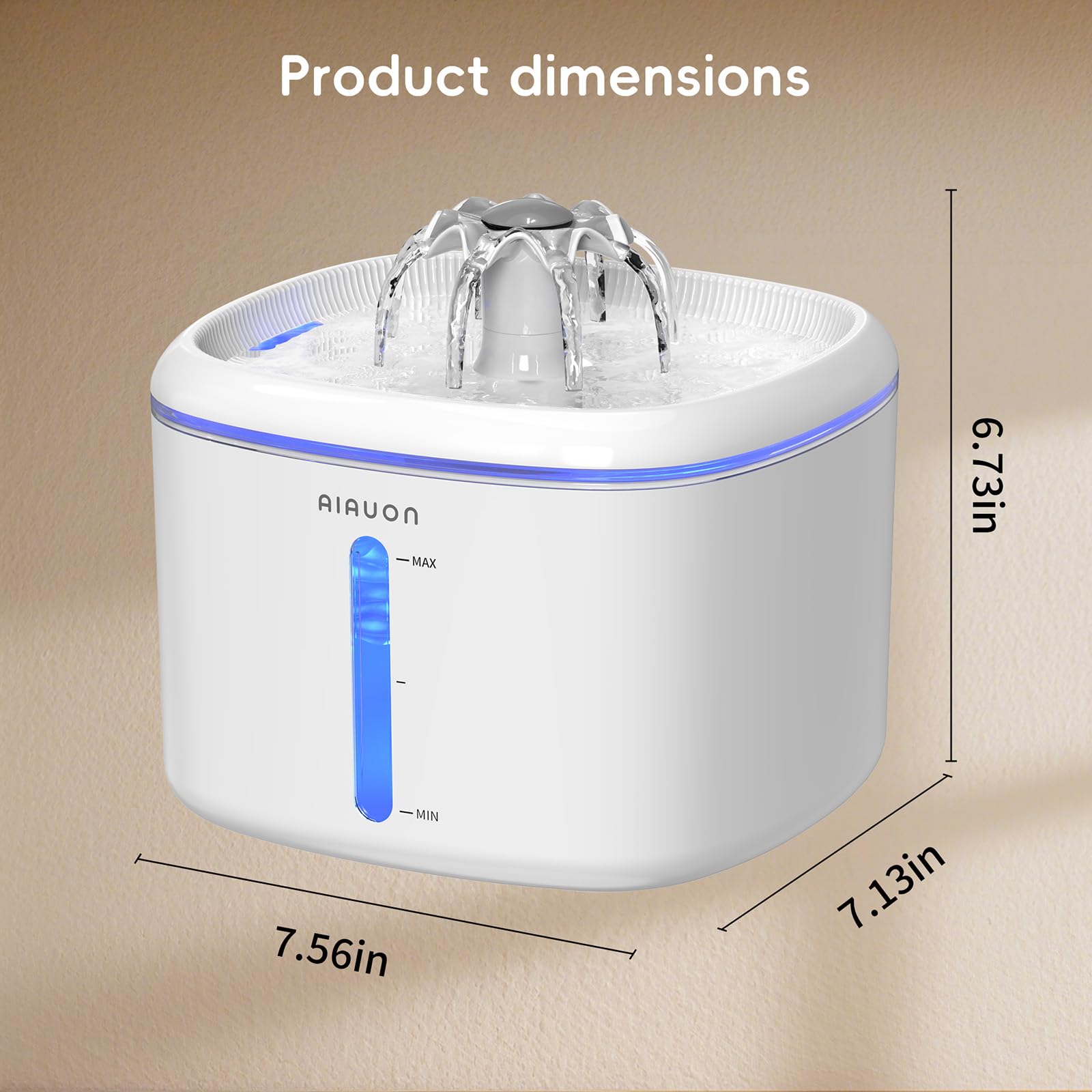 Fontana d'acqua per gatti, 2,5 l, distributore automatico di acqua per cani e gatti, con filtri di ricambio e tappetino per l'alimentazione di gatti, cani, animali domestici multipli (W01 Pro)