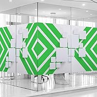 Vista 13 de Película de vidrieras verde y blanco para puertas de vidrio, película de privacidad esmerilada para ventana, calcomanías de vidrio estático