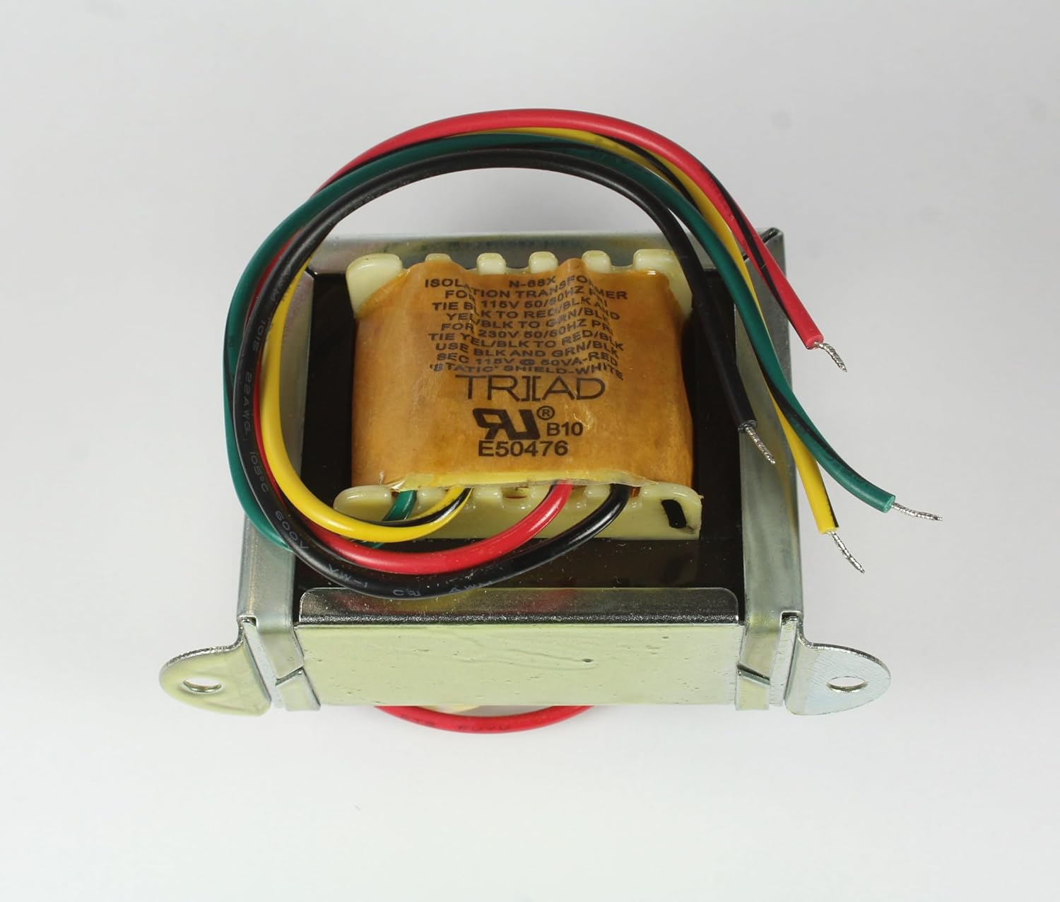 N-68X Isolation Transformer Compatible with Triad Magnetics, Chassis Mount Transformer, Secondary Voltages:115V, Power Rating:50Va, Dual Primary, Single Secondary, 435Ma