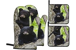 Adorable Bear Oven Mitts and Pot Holders Set