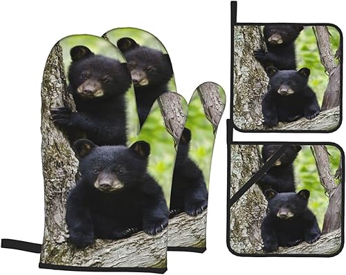 Miniatura 8 de Juego de 4 guantes de horno y soportes para ollas con textura de mármol blanco, resistentes al calor, guantes de cocina para cocinar, asar a la