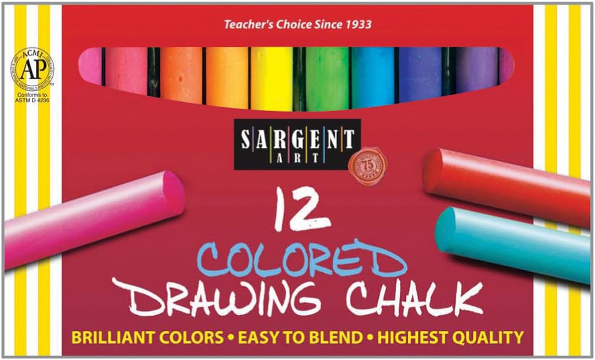 Sargent Art 22-4132 Round Colored Drawing Chalk, 12 Count : Artists Chalks : Arts, Crafts & Sewing