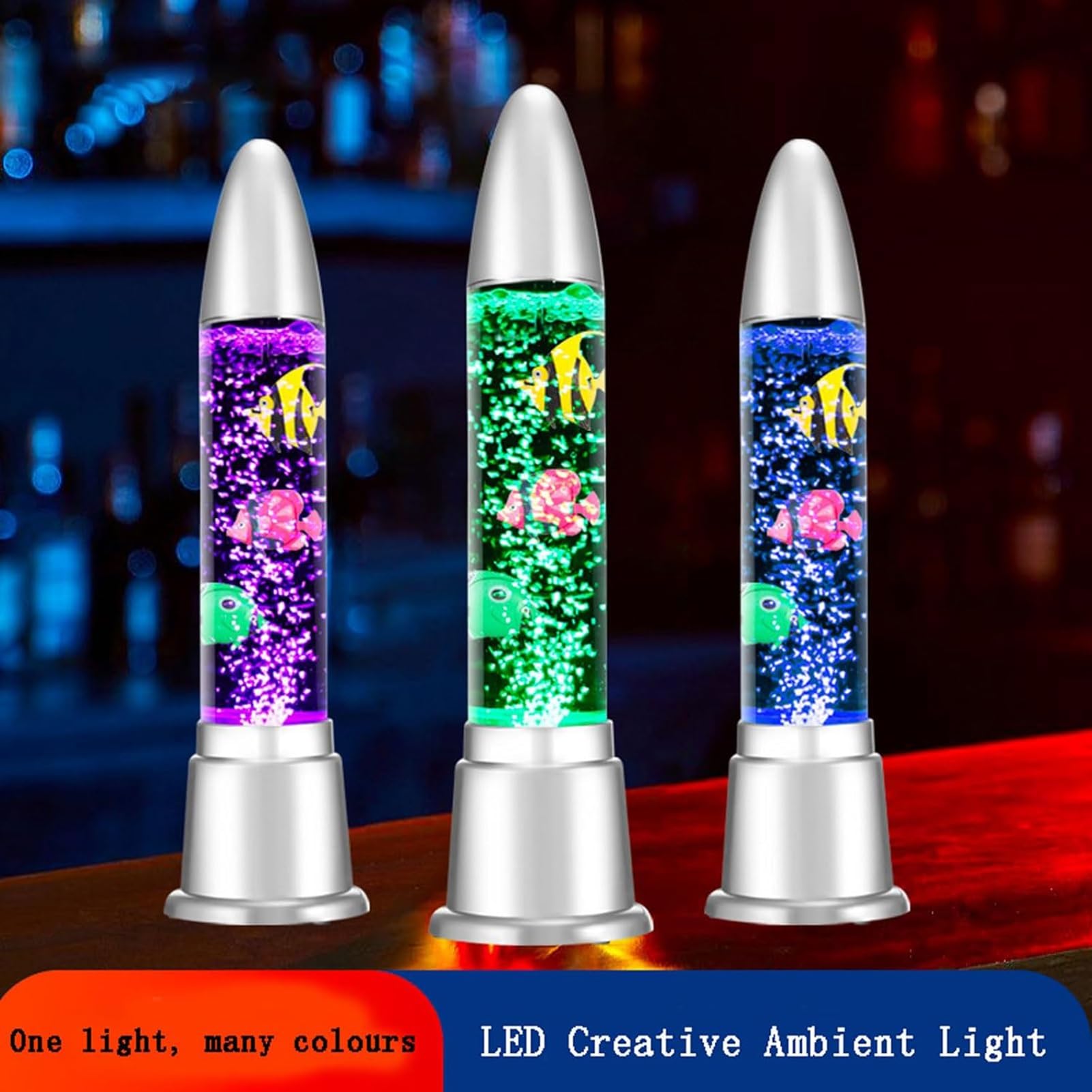 sensoryczna lampka LED do akwarium, 7 kolorów, kolorowa lampka nocna LED, nadaje się do sypialni, pokoju dziecięcego, salonu i na imprezy (80 cm)