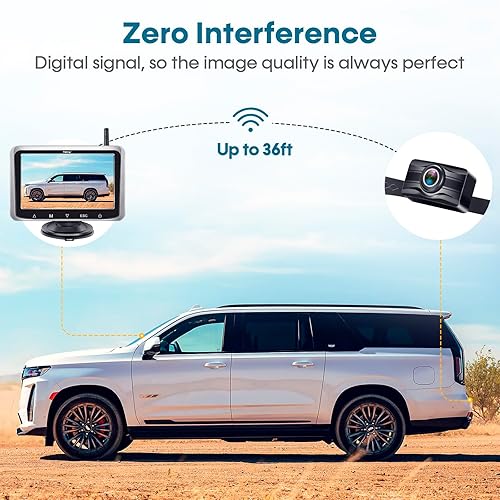 Miniatura 5 de Cámara de respaldo inalámbrica con pantalla HD de 5 pulgadas: cámara de visión trasera 1080P, visión nocturna impermeable, fácil instalación para