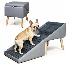 17.13" H Dog Stairs for Bed and Couch,2-in-1 Foldable Pet Steps & Ottoman Non-Slip Ramp Stairs for Puppy Small Medium Dogs Senior Injured Dogs