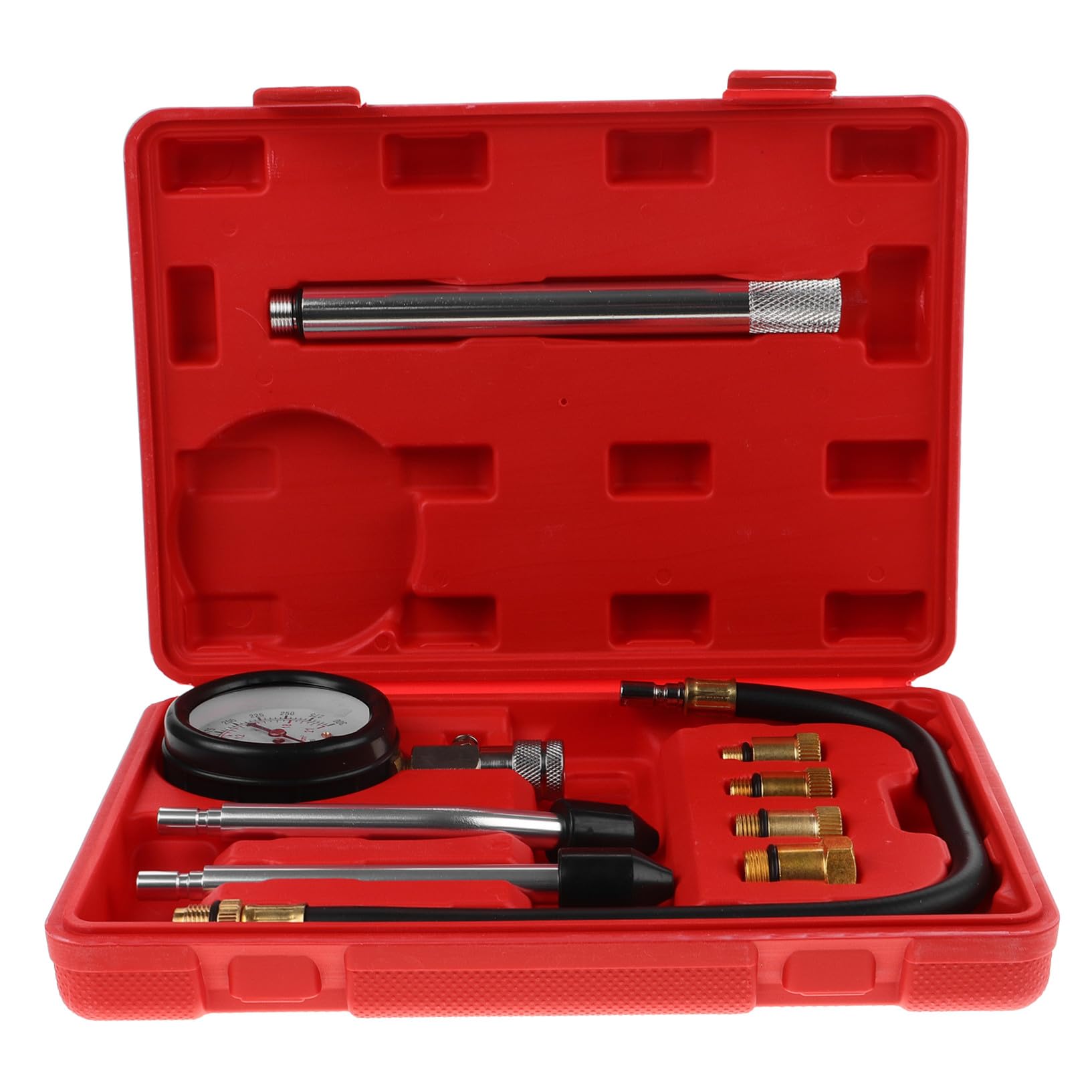 Alipis Kit de Medidor de Presión de Cilindros para Coches y Motos, Aleación de Aluminio y Plástico, Herramienta Precisa y Fiable para Reparaciones y Mantenimiento