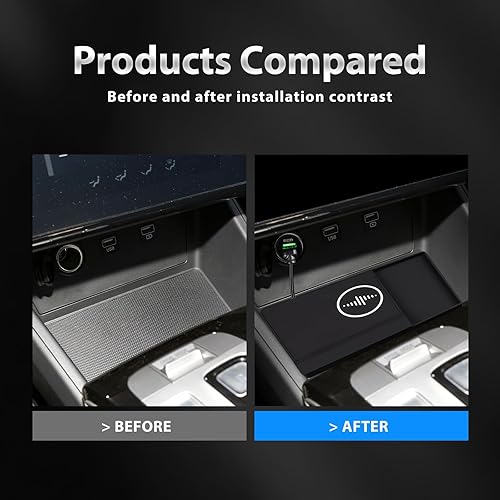 Miniatura 4 de para Hyundai Tucson 2022 2023 Almohadilla de carga inalámbrica de teléfono Material de silicona Puertos de carga dual Estación de cargador Adaptador