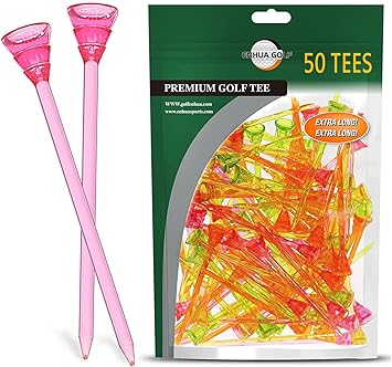 Review ENHUA GOLF Plastic Tees,50 Pack 3-1/4 Inch Long,Reduce Friction Golf Ball Tee Bulk,Small Cup tee,Durable Reusable and Unbreakable Multicolor