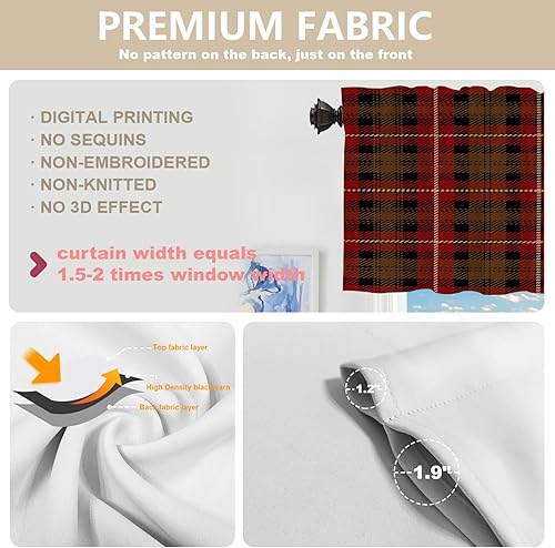Miniatura 3 de BaoNews Cenefas de cocina tejidas a cuadros para ventanas, cortinas opacas de poliéster multicapa para cocina, dormitorio, 1 paquete de 52 x 18