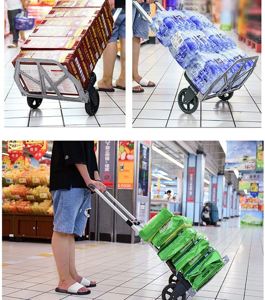 Aluminum Folding Portable Luggage Cart Lightweight Travel Hand Truck/Heavy Duty Hand Trucks Ideal for The Garage, Shop and Home