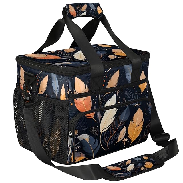Lunch Box for Men Heavy Duty Insulated Lunch Bag for Women Ethnic Feathers Lunchbox for Adults Lunch Cooler