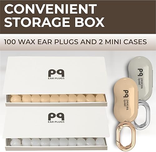 Miniatura 20 de Peace&Quiet PQ 100 Tapones para los oídos de cera para dormir – Tapones de cera de silicona para dormir y nadar, tapones de gel para los oídos