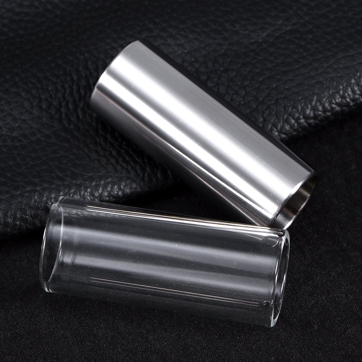 ROSENICE Slide Guitare 2 pièces 60MM glissière en verre et glissière en acier inoxydable Slide Bottleneck moyenne pour guitare basse