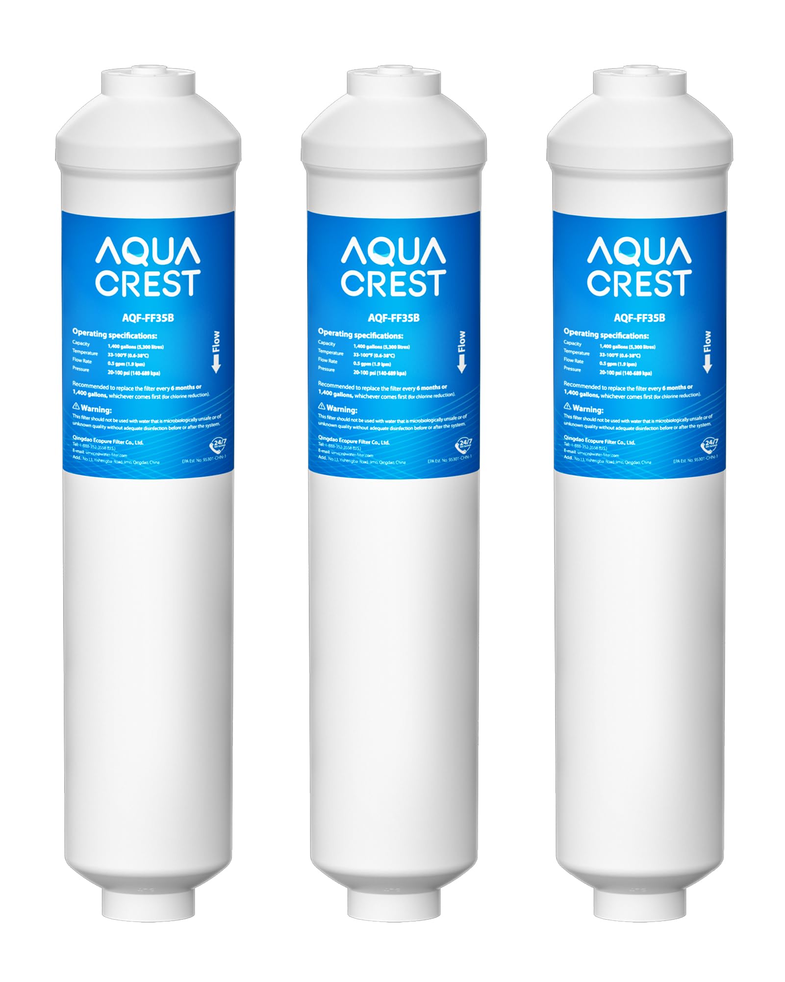AQUA CREST GXRTDR Inline Water Filter 3-Pack