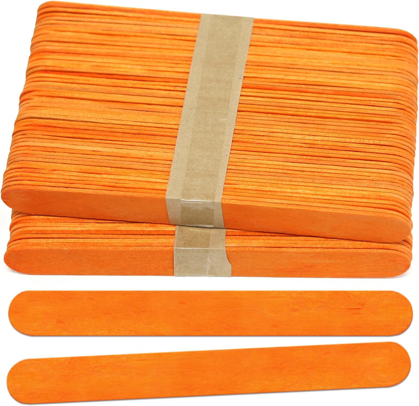 CraftySticks- 100 Pack, 6 Inch Orange Color, Jumbo Wood Popsicle Sticks for Crafts, Home, School Art, Building, Learning, Wood Tongue Depressor Size