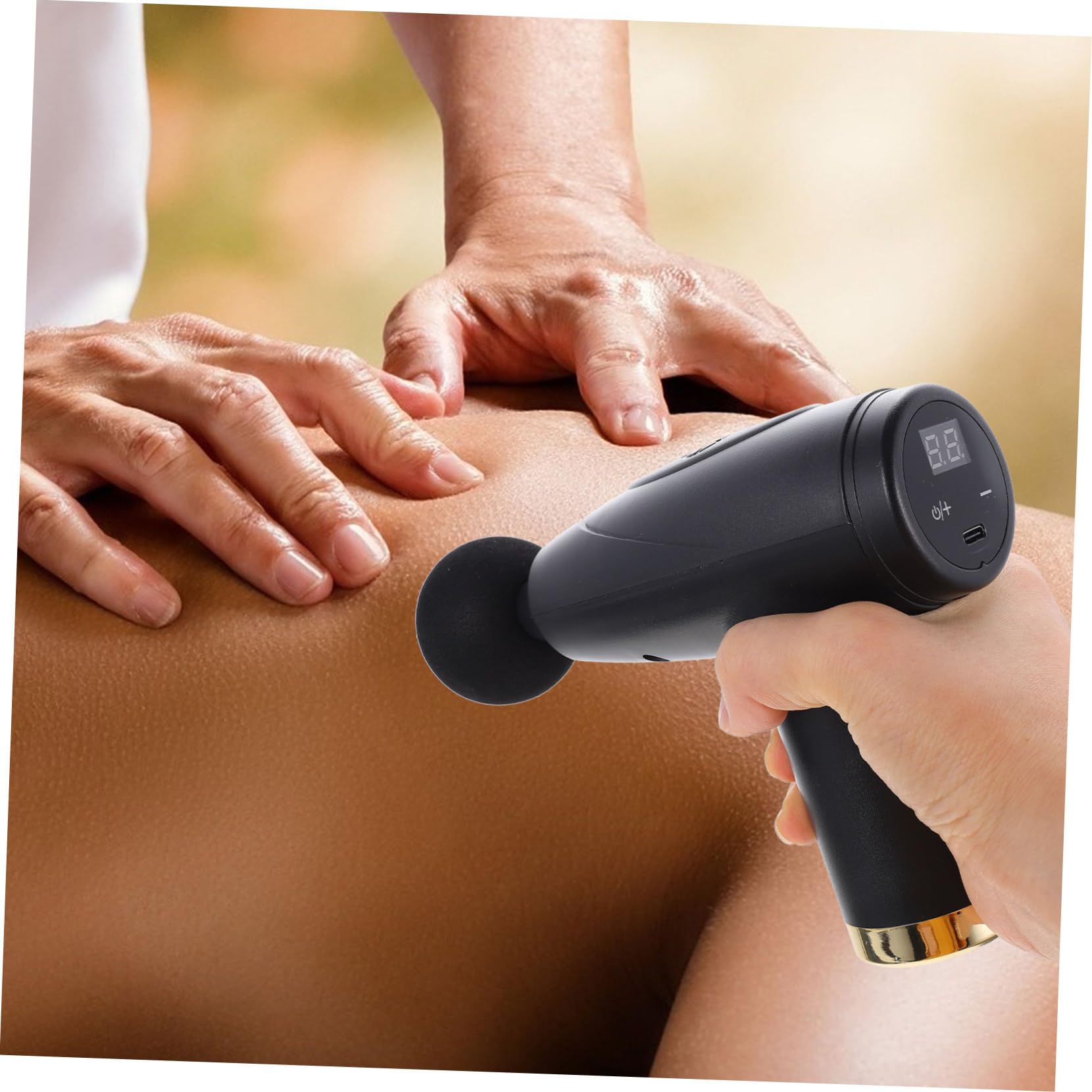 Masajeador de Percusión, Masajeador de Tejido Profundo, 4 Cabezales, 6 Velocidades Ajustables, Alivia el Muscular, Adecuado para Viaje y Uso Hogar