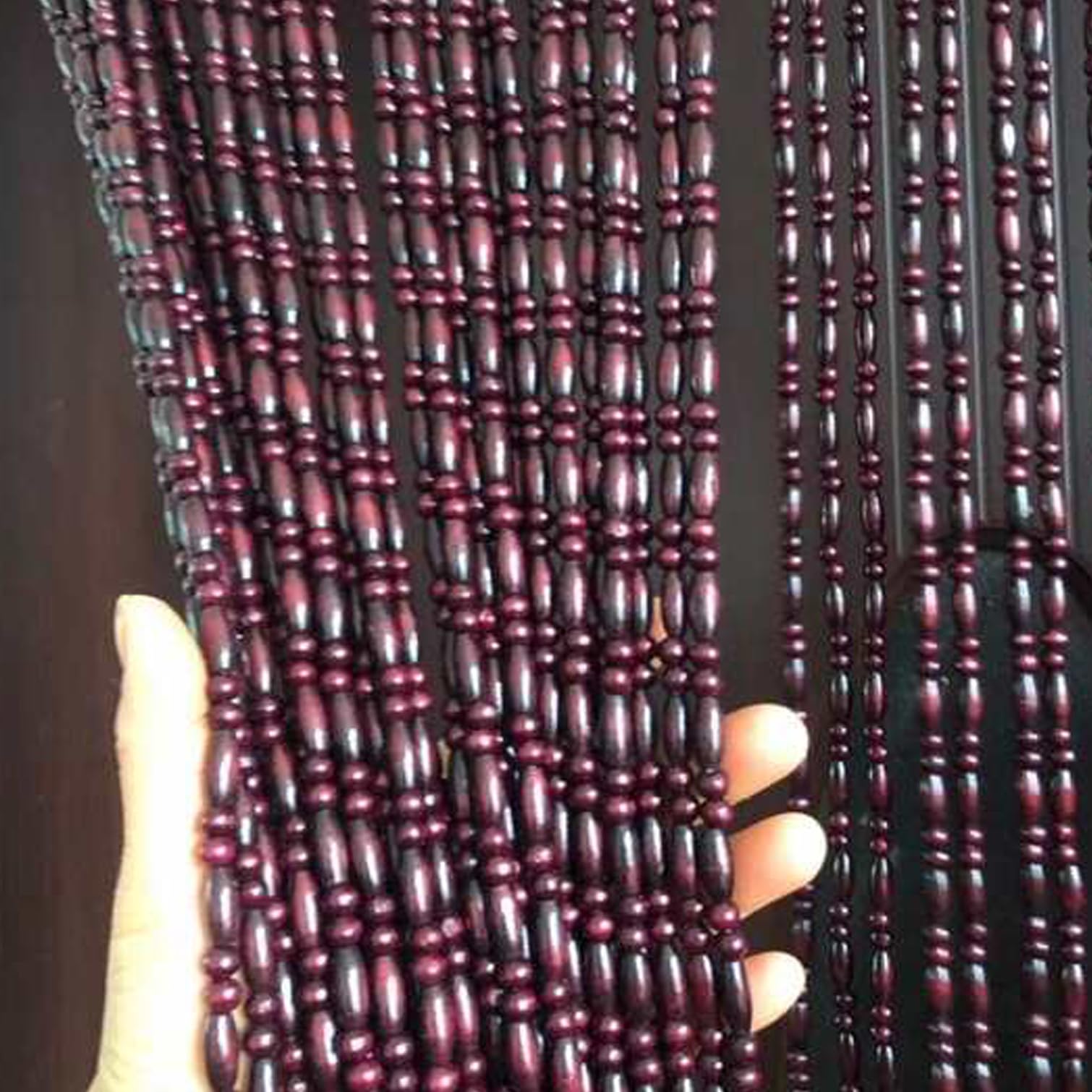 Rideau En Perles De Bois Marron Et De Bambou Pour Séparateur De Pièce - 52 Brins - 91,4 X 200,7 Cm - Perles De Bambou Et De Bois - Rideau Bohème (café