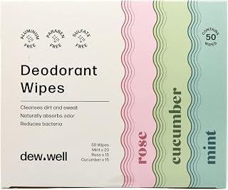Refresh Deodorant Wipes - A Fresh Start When You’re On the Go - Aluminum, Paraben, and Sulfate Free - Variety Pack (Mint, Rose, and Cucumber) - 50 Individually Wrapped Wipes
