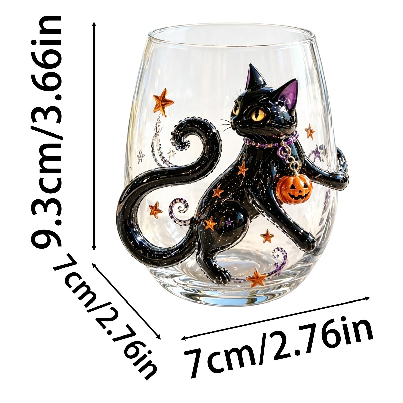 Halloween-2D-Glaswaren-Kollektion, Stiellose Trinkgläser mit erhöhtem Kürbis-Geist, schwarzes Katzennetz-Design, gruselige, transparente Becher für Cocktails, Saft, Eiskaffee, Party-Geschenk