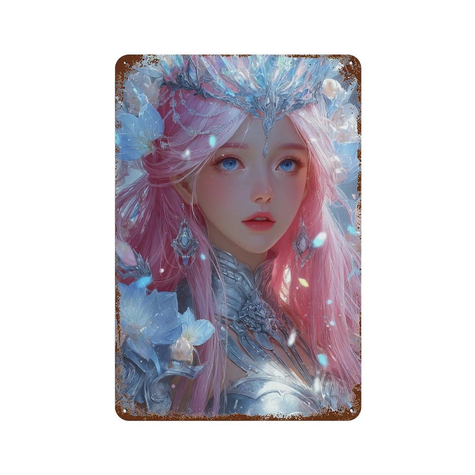 Fantasy Ice Queen Armor Vintage Rust Metal Sign 11.8"x7.9", for Pub, Kitchen And Man Cave Decor, Rustic Home Decor