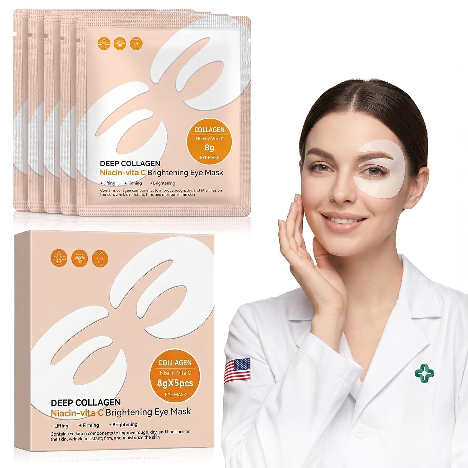 Under Eye Patches,Collagen Eye Patches for Puffy Eyes & Dark Circles,360°Fit Hydrogel Eye Mask with Caviar Extract,Acetyl Hexapeptide-8,Niacinamide & Collagen Peptide,SKincare Gifts for Women5 Pairs