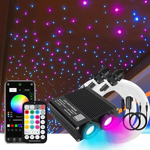 Vista 26 de AKEPO - Luces de fibra óptica de doble cabezal RGBW de 32 W, control de aplicación de diferentes colores, 750 piezas de fibras ópticas mixtas en 9.8