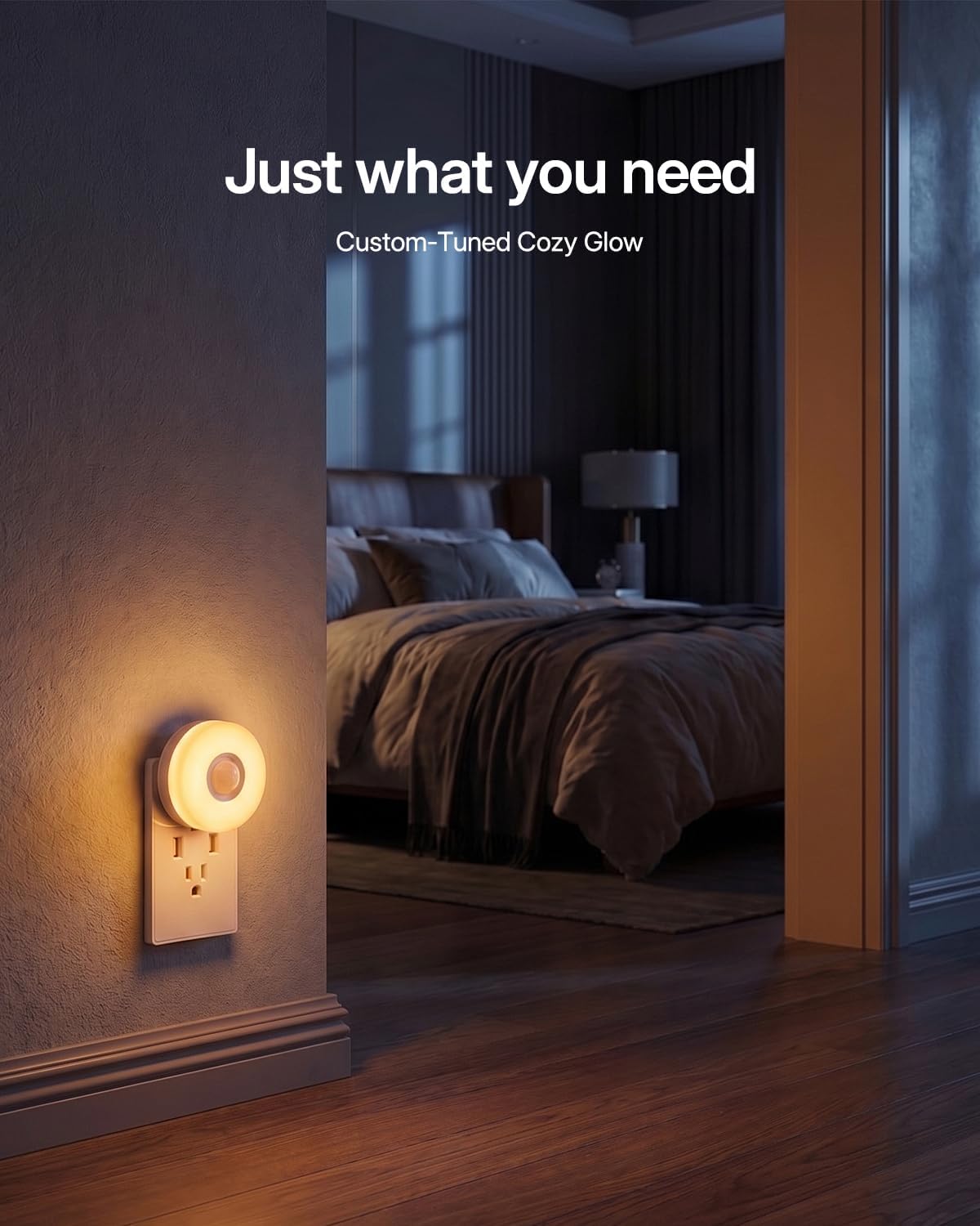 YELKO Motion Sensor Night Light - Plug-in 3000K Warm White Anti-Glare LED Nightlight, Ultra Bright Cozy Soft Glow Not Dazzling for Hallway, Stairs, Garage, Bedroom, Bathroom, Garage, Kitchen, 4 Pack