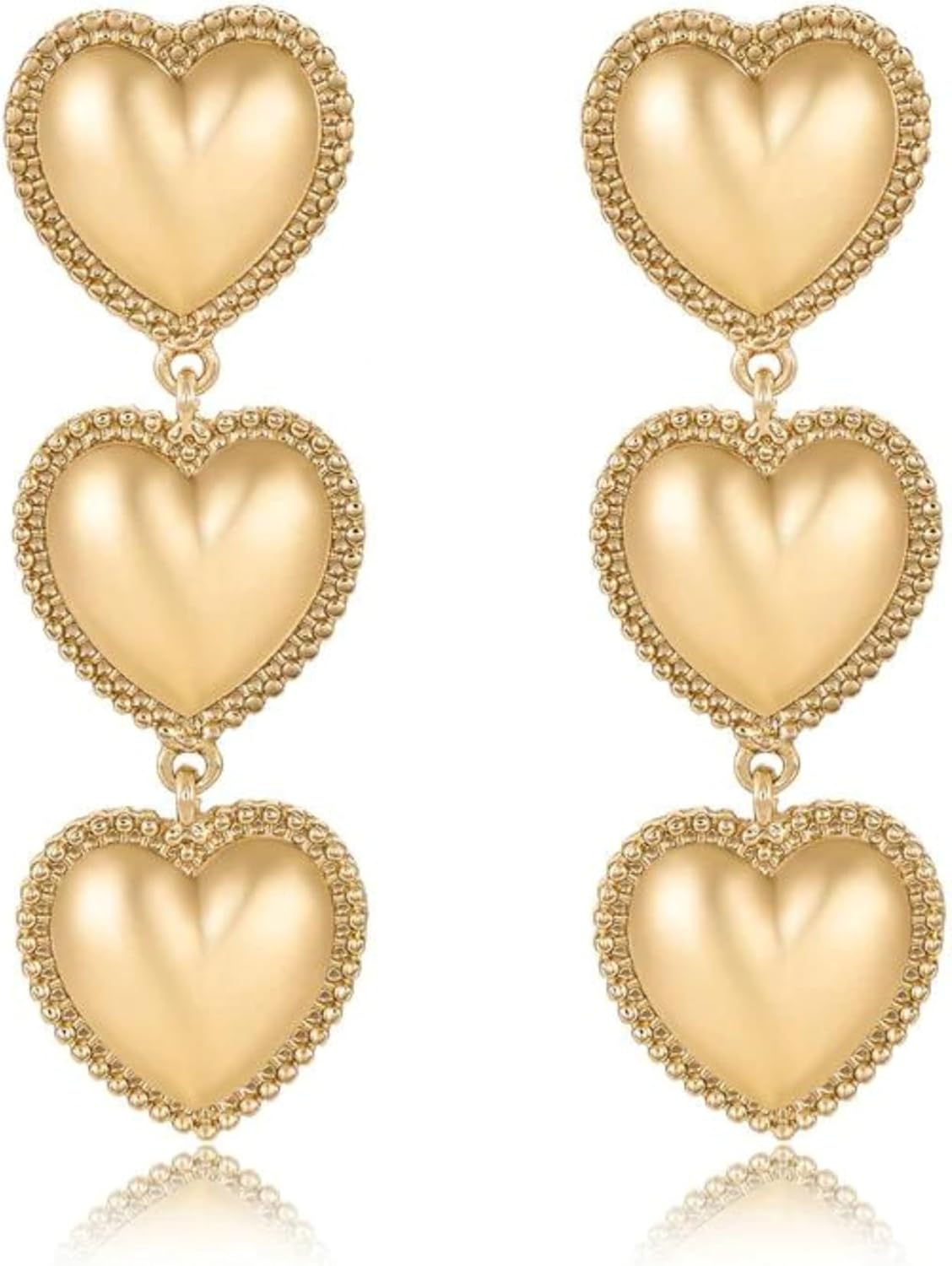 Ettika Dangle Earrings for Women. 18k Gold Plated Heart Earrings. Fashion Jewelry. Great Gift