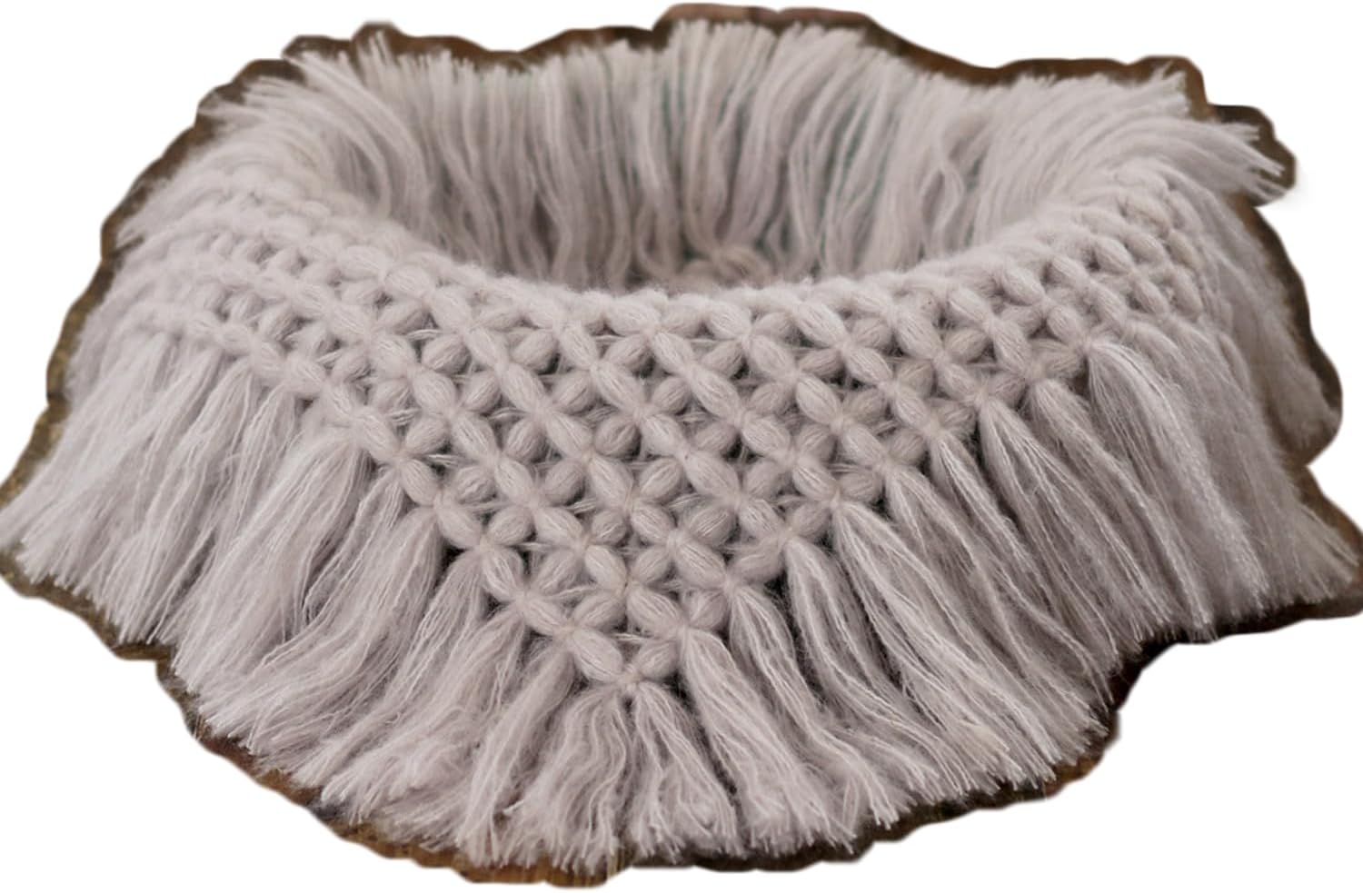 Zeroest Newborn Photography Baby Posing Layer Props Basket Filler Stuffer Mini Blanket Photoshoot HandKint Photo Wool Wrap (Camel)