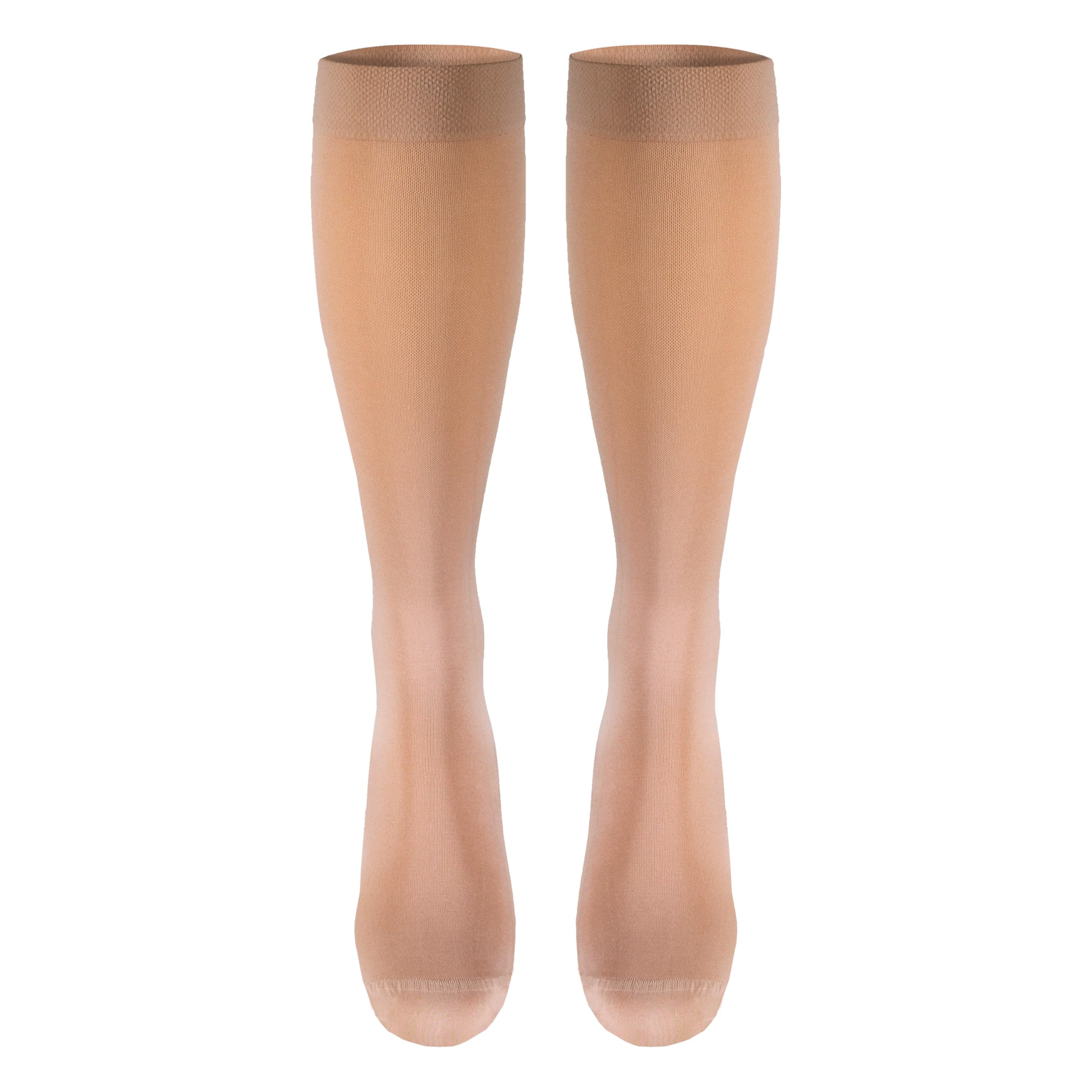 NuVein Medical Compression Stockings, 20-30 mmHg Support, Soft Comfort Microfiber, Knee Length, Closed Toe, Beige, Large