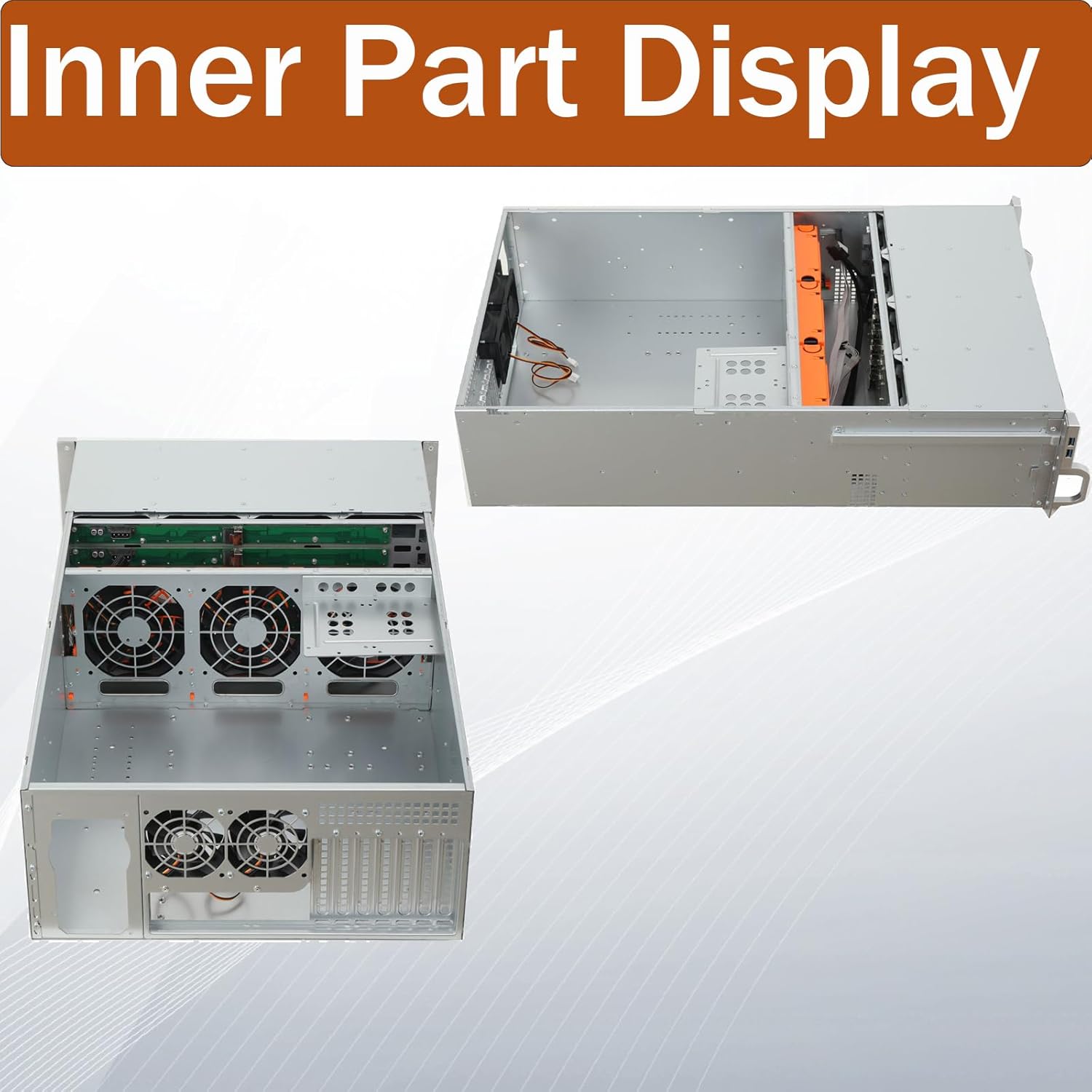 Server Case 4U, 4U Server Chassis with 24 Hard-Drive, 4U Rack Mount PC Case, Middle 3X 120mm Fan Rear 2X 80mm Fans, 7 x PCI Slot 4U Rack Case, Server Rack Case
