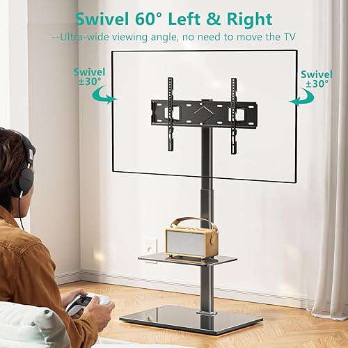 Miniatura 4 de WALI Soporte de suelo de TV para televisores de 32 a 70 pulgadas de hasta 88 libras, soporte universal para TV de suelo, soporte de TV alto