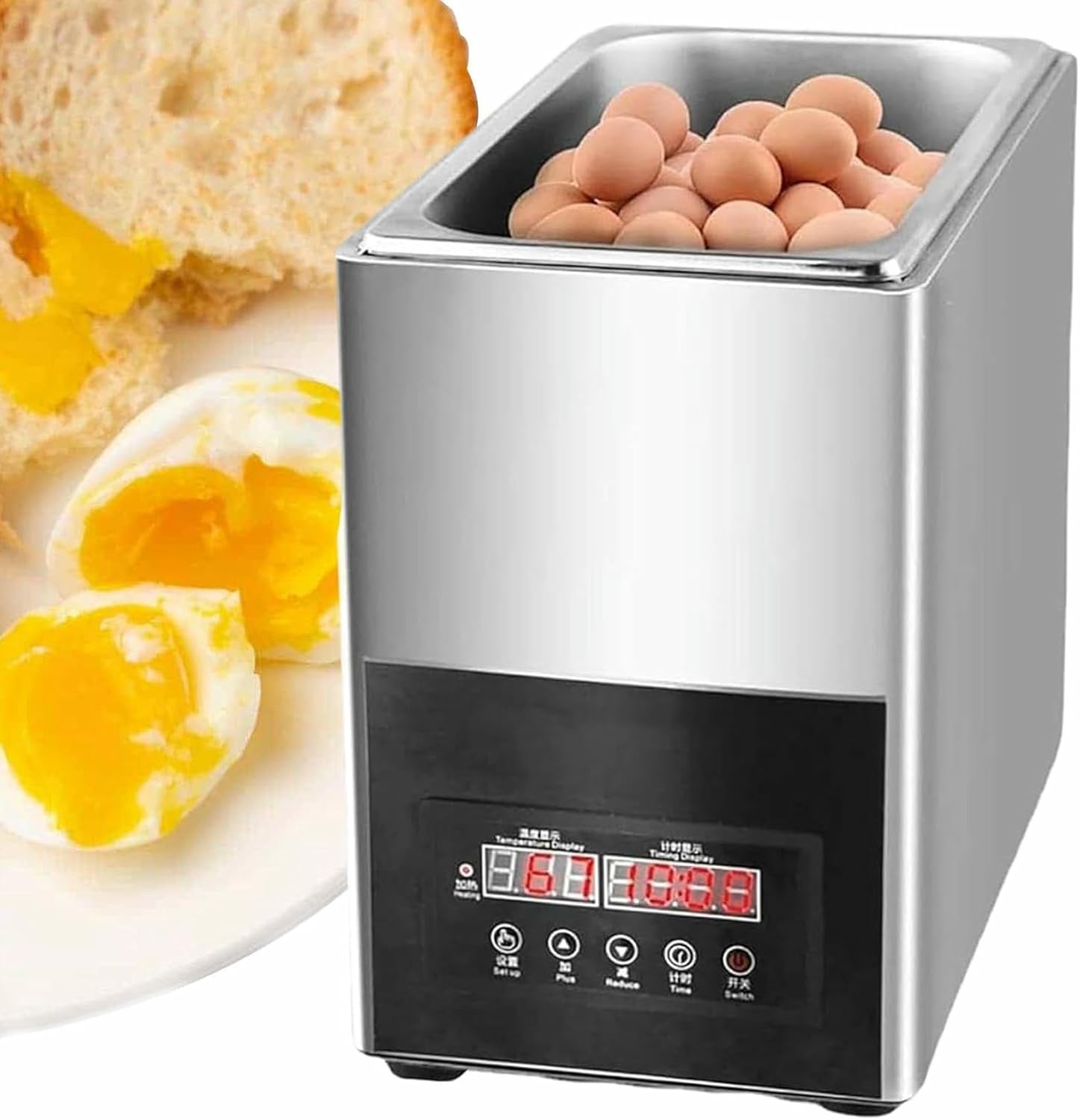 Boil Machine Commercial Eggs, Large Capacity Of 9 L, Automatic Steamer, Large Capacity Of 9 L, Automatic Restaurant Vapor, Temperature Control Of 30 To 90 ° C ~/
