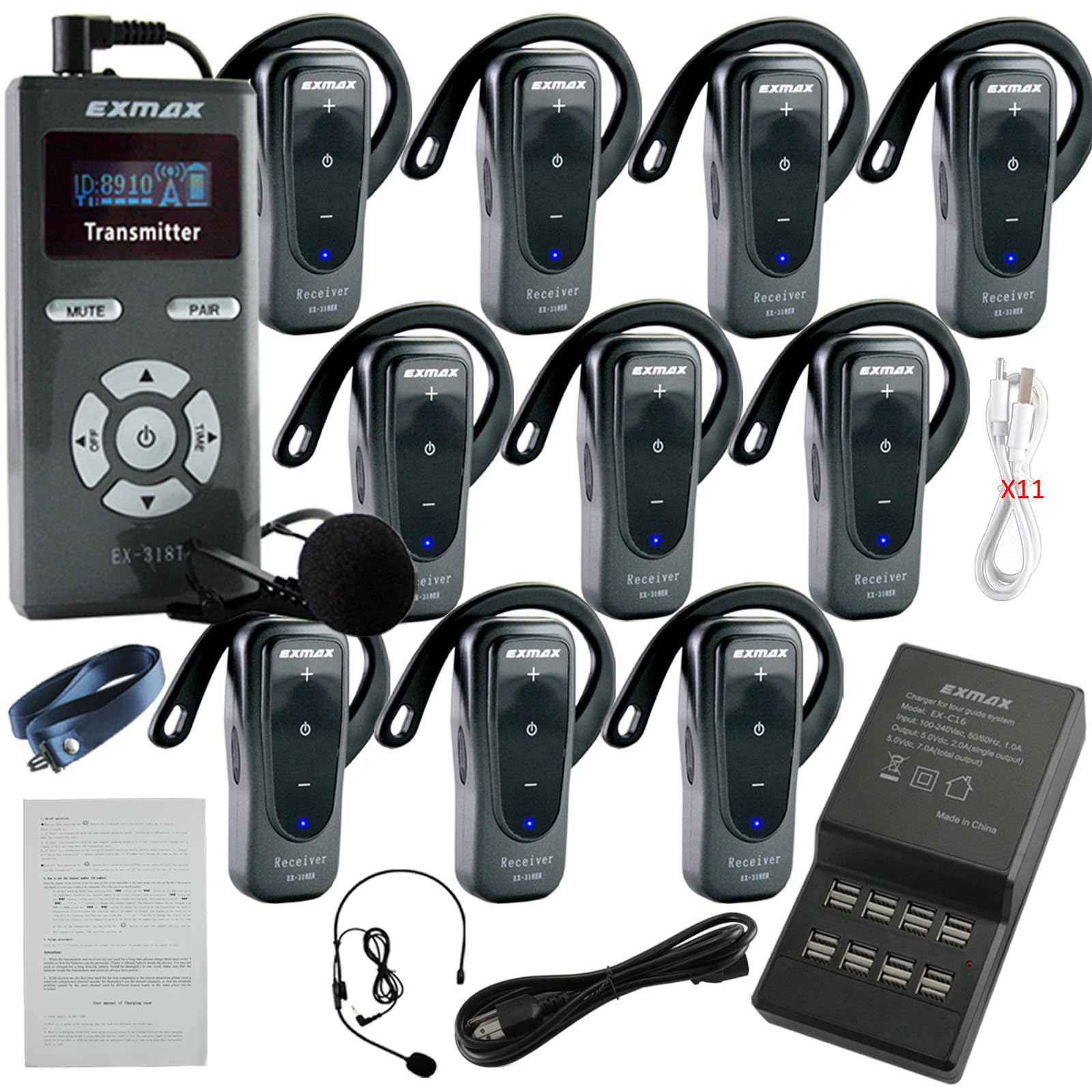 送信機付き Ex-pro ワイヤレスシステム B12 チューナーセット Amazon.com: EXMAX-EX-318 Wireless Audio Tour Guide System Ear-Hook