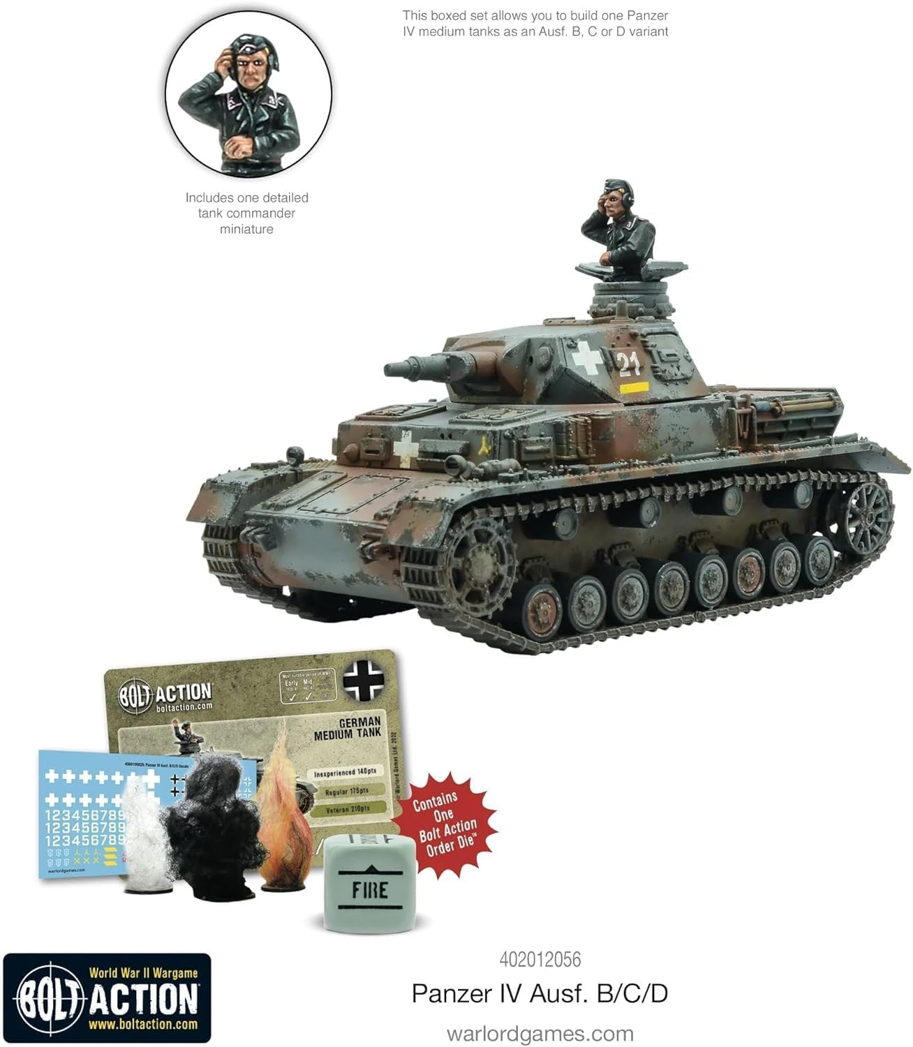 Wargames Delivered - Warlord Games Bolt Action WWII Panzer IV Ausf. B/C/D Tank 1:56 Military Table Top Wargaming Plastic Model Kit for Adults